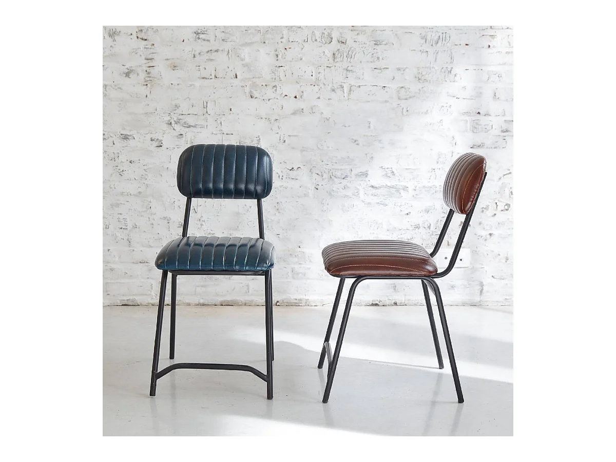 Chaise en cuir marron Dinner (lot de 2)