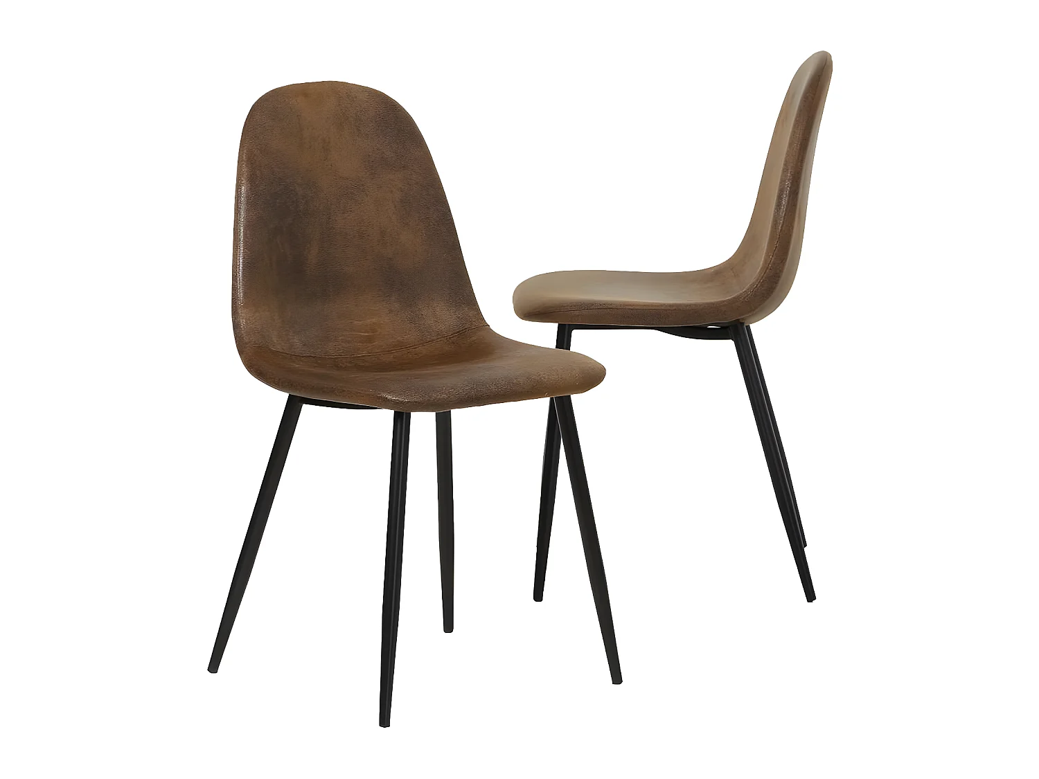 Conjunto de 2 sillas escandinavas marrones Copenhague en ante con patas de compás en metal negro