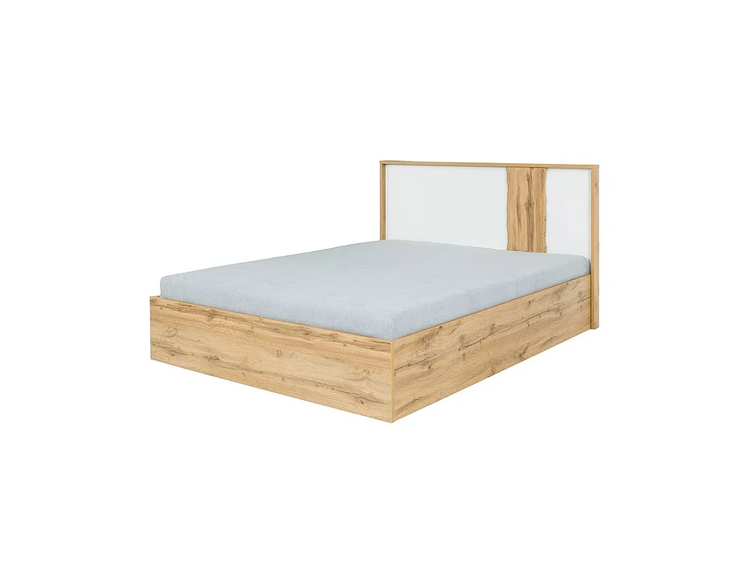 Lit WOOD 160 x 200 cm avec LED – Chêne et blanc alpin – Lit adulte design
