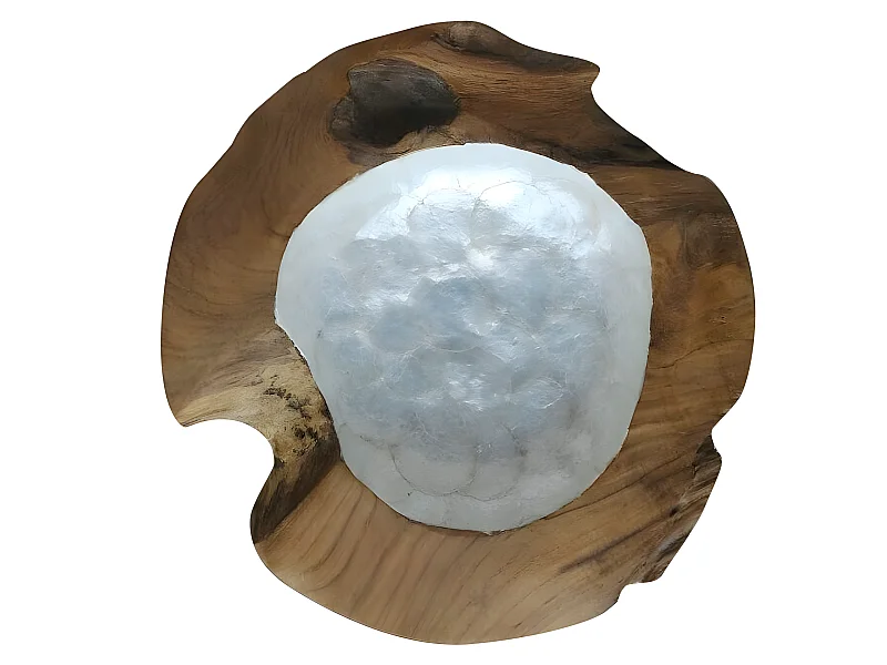 Bol décoratif D. 30 cm en bois de teck et nacre - TEAK BOWL /M