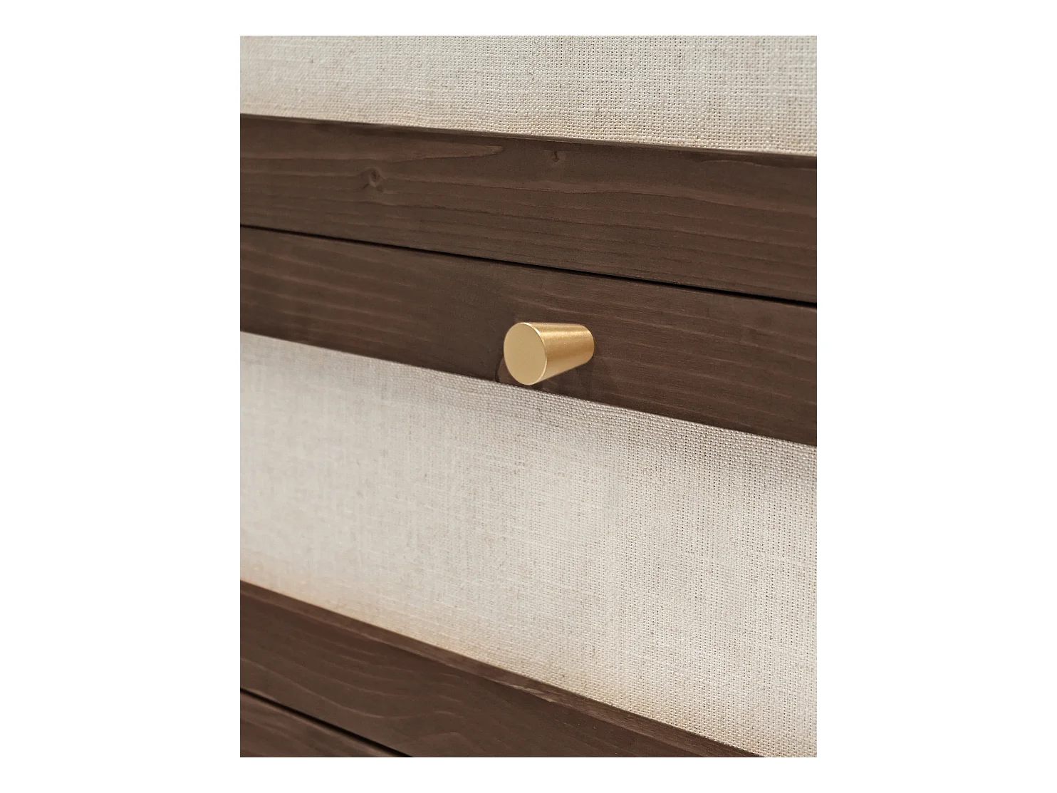 Commode en bois de sapin et lin à six tiroirs marron 76x120cm - LINEN - DECOWOOD