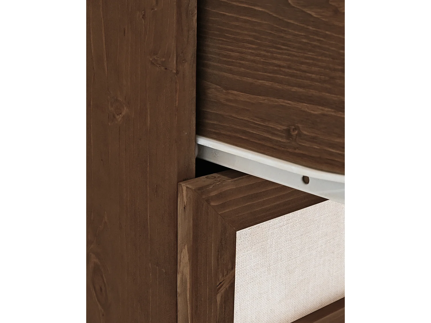 Commode en bois de sapin et lin à six tiroirs marron 76x120cm - LINEN - DECOWOOD