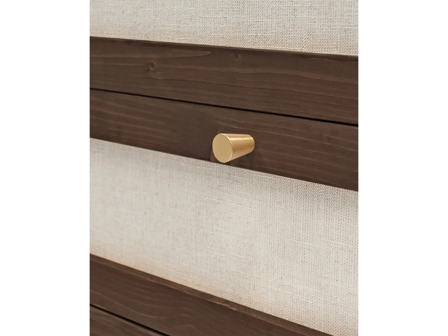 Commode en bois de sapin et lin à six tiroirs marron 76x120cm - LINEN - DECOWOOD