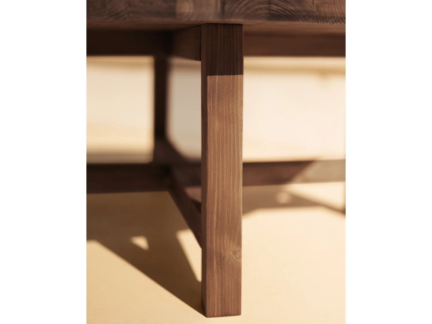 Mesa de centro redonda de madera de abeto Decowood en color nogal de Ø60cm - OLIVIA - DECOWOOD