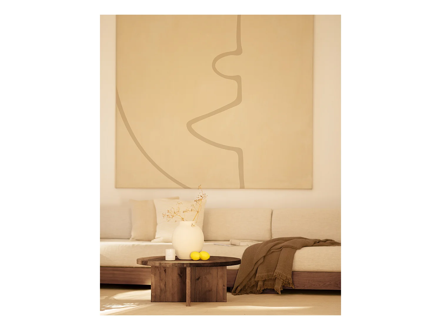 Tavolo basso rotondo in legno massello in tono noce Ø80x33,2cm - TOKYO - DECOWOOD