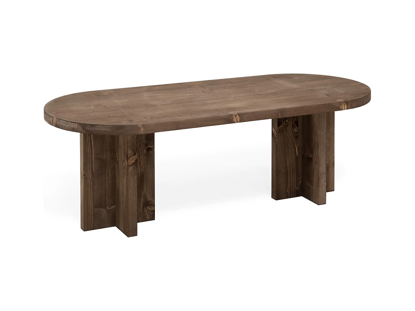 Tavolo basso ovale in legno massello in tono noce 120x40cm - TOKYO - DECOWOOD