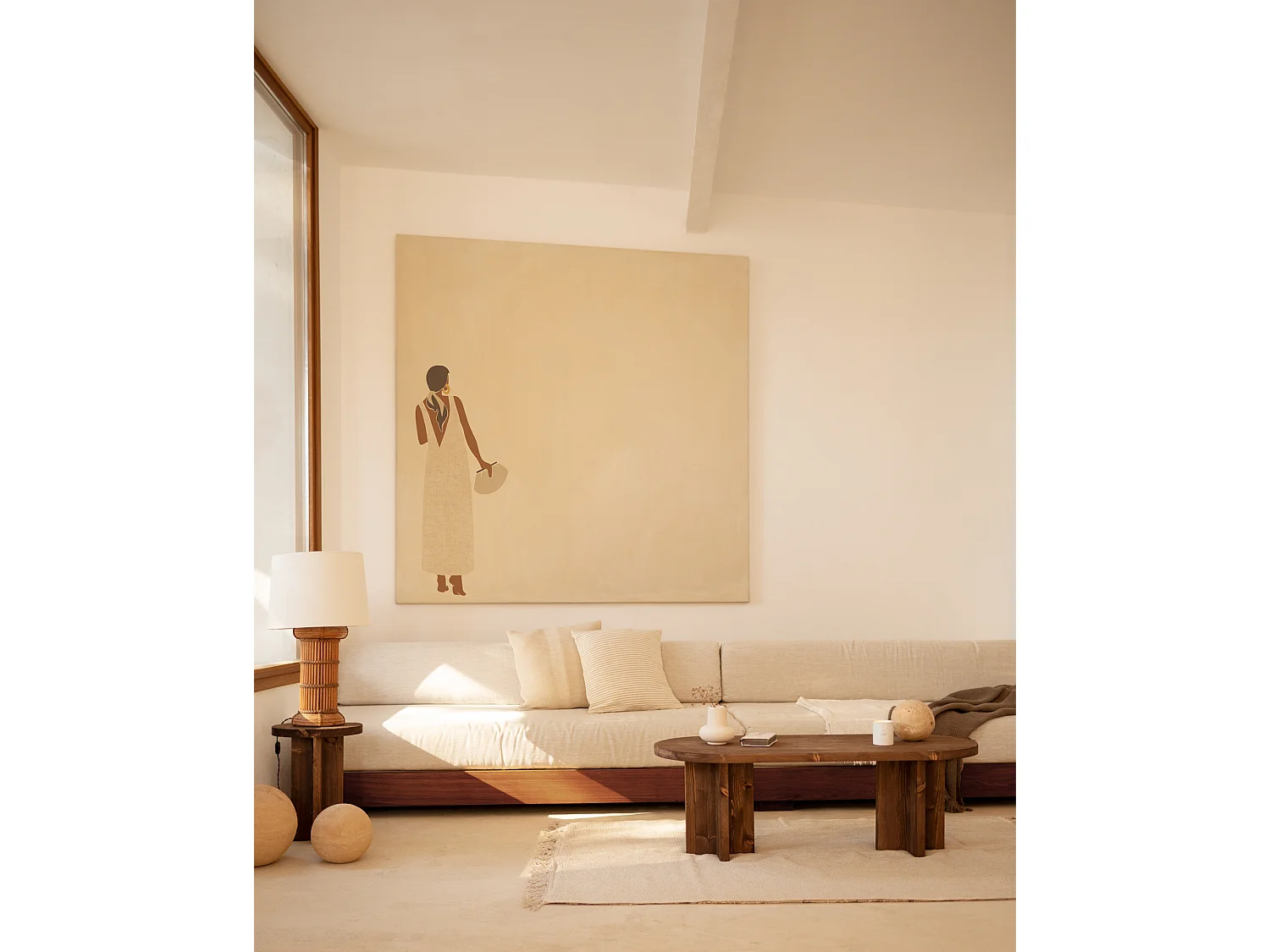 Mesa de centro ovalada de madera de abeto Decowood color roble oscuro de 120x40cm - TOKYO - DECOWOOD