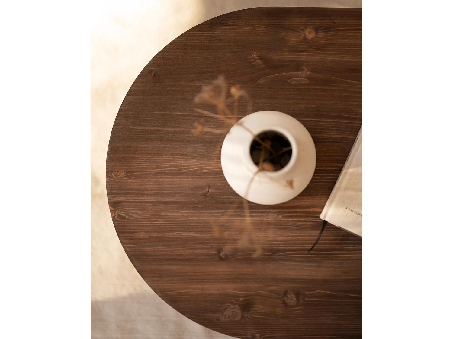 Mesa de centro ovalada de madera de abeto Decowood color roble oscuro de 120x40cm - TOKYO - DECOWOOD