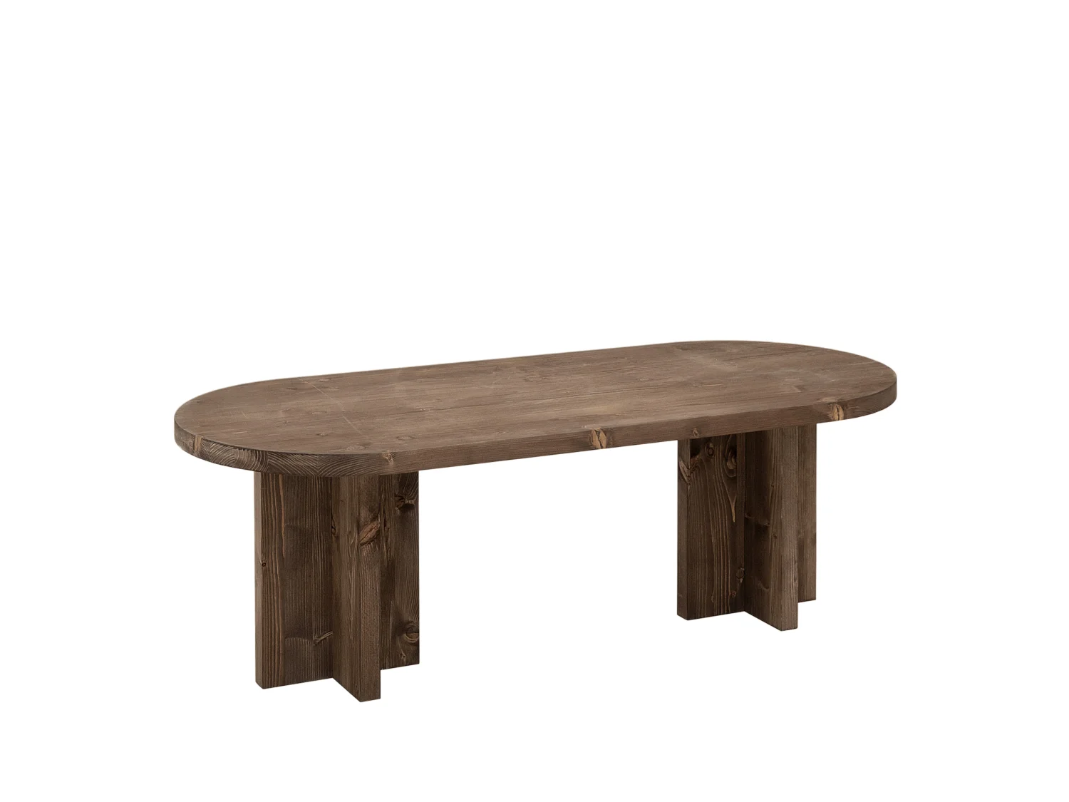 Mesa de centro ovalada de madera de abeto Decowood color roble oscuro de 120x40cm - TOKYO - DECOWOOD