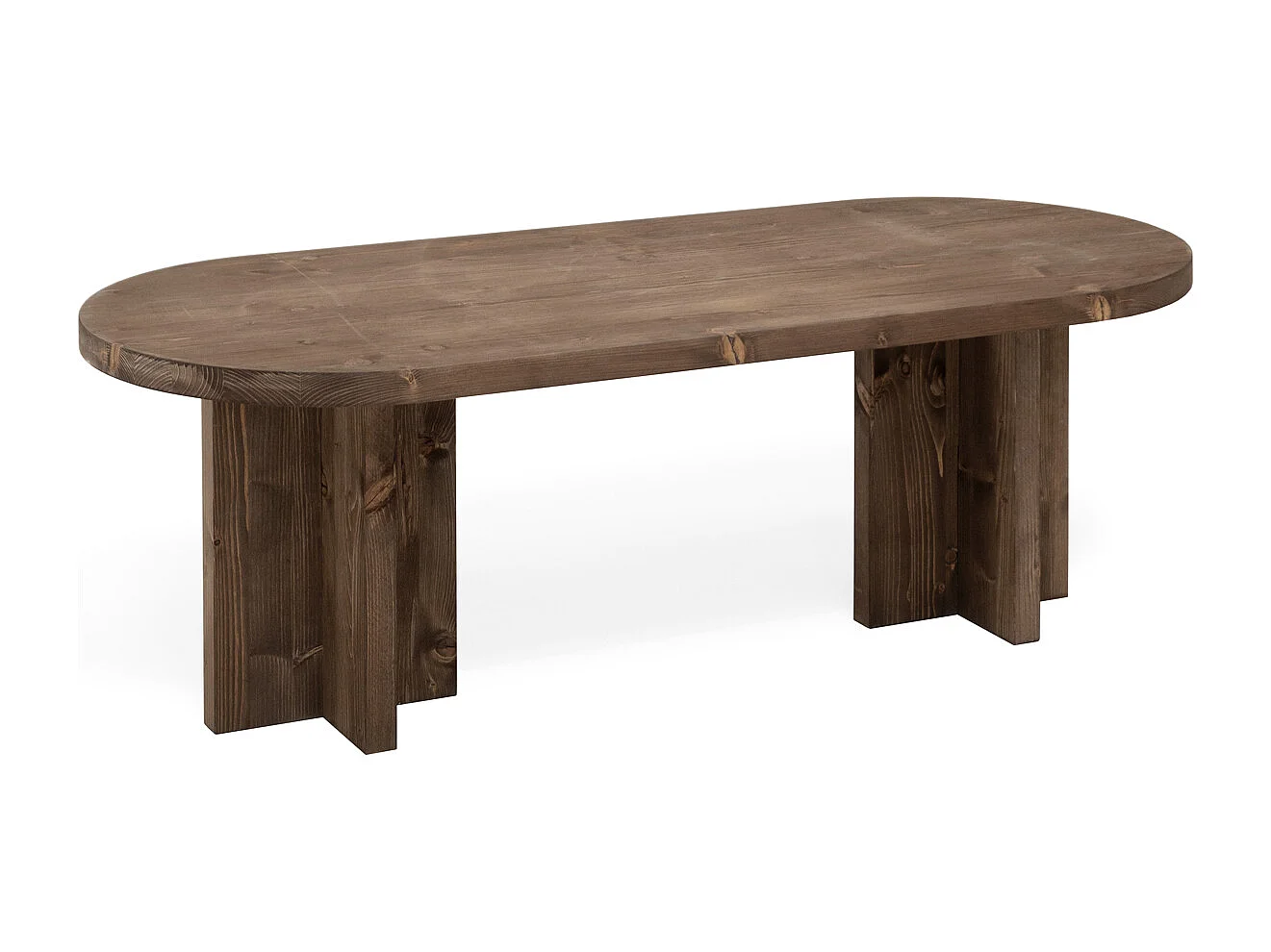 Mesa de centro ovalada de madera de abeto Decowood color roble oscuro de 120x40cm - TOKYO - DECOWOOD