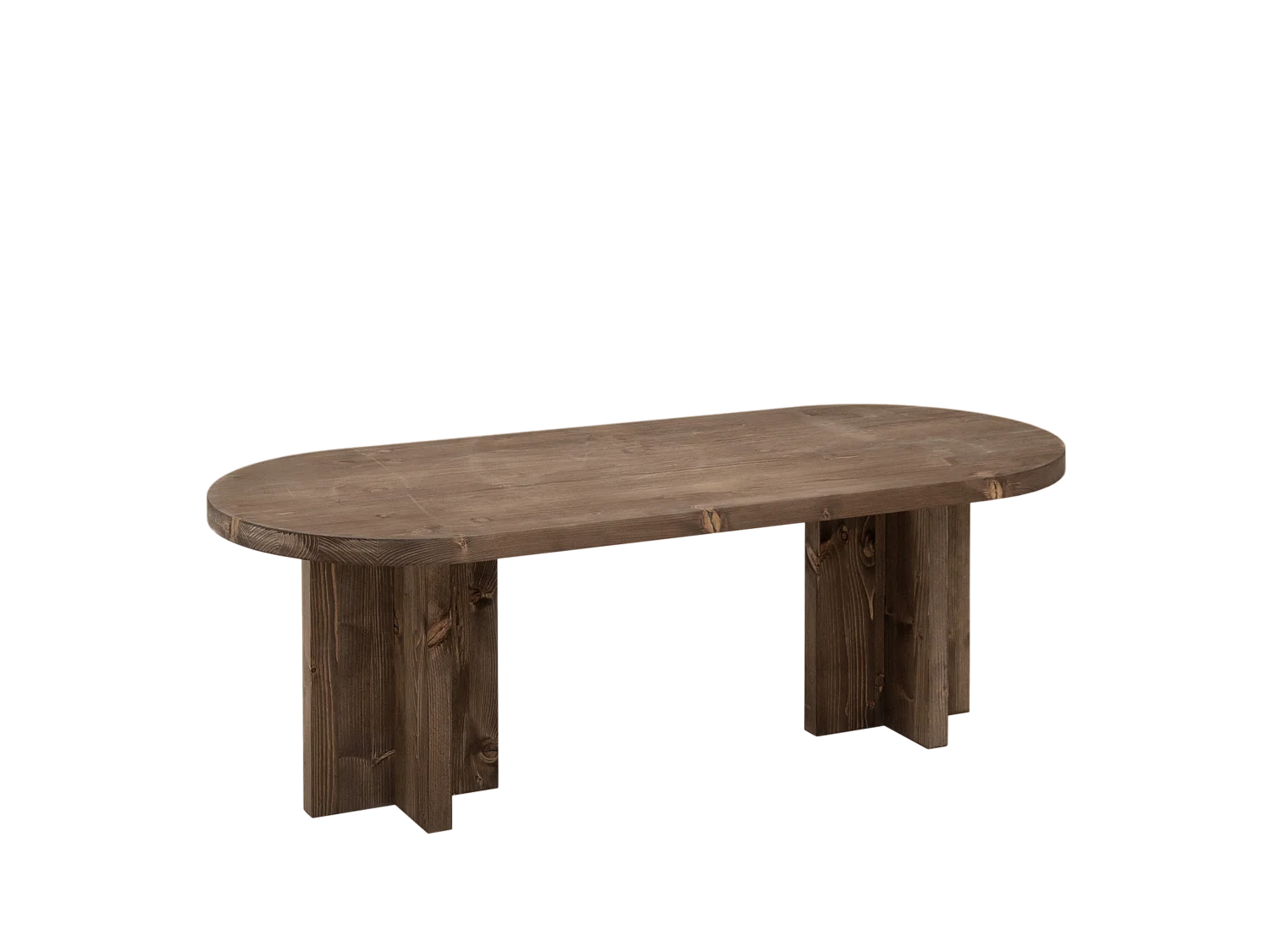 Tavolo basso ovale in legno massello in tono noce 120x40cm - TOKYO - DECOWOOD