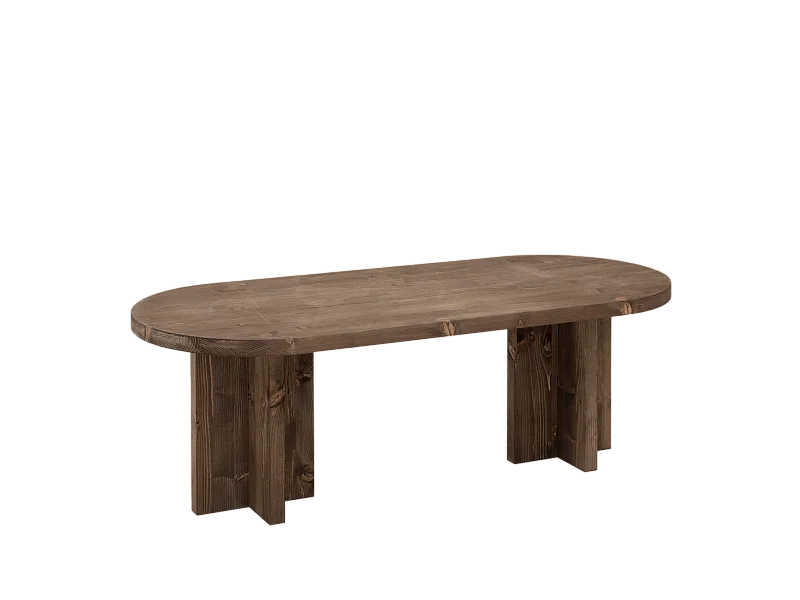 Tavolo basso ovale in legno massello in tono noce 120x40cm - TOKYO - DECOWOOD