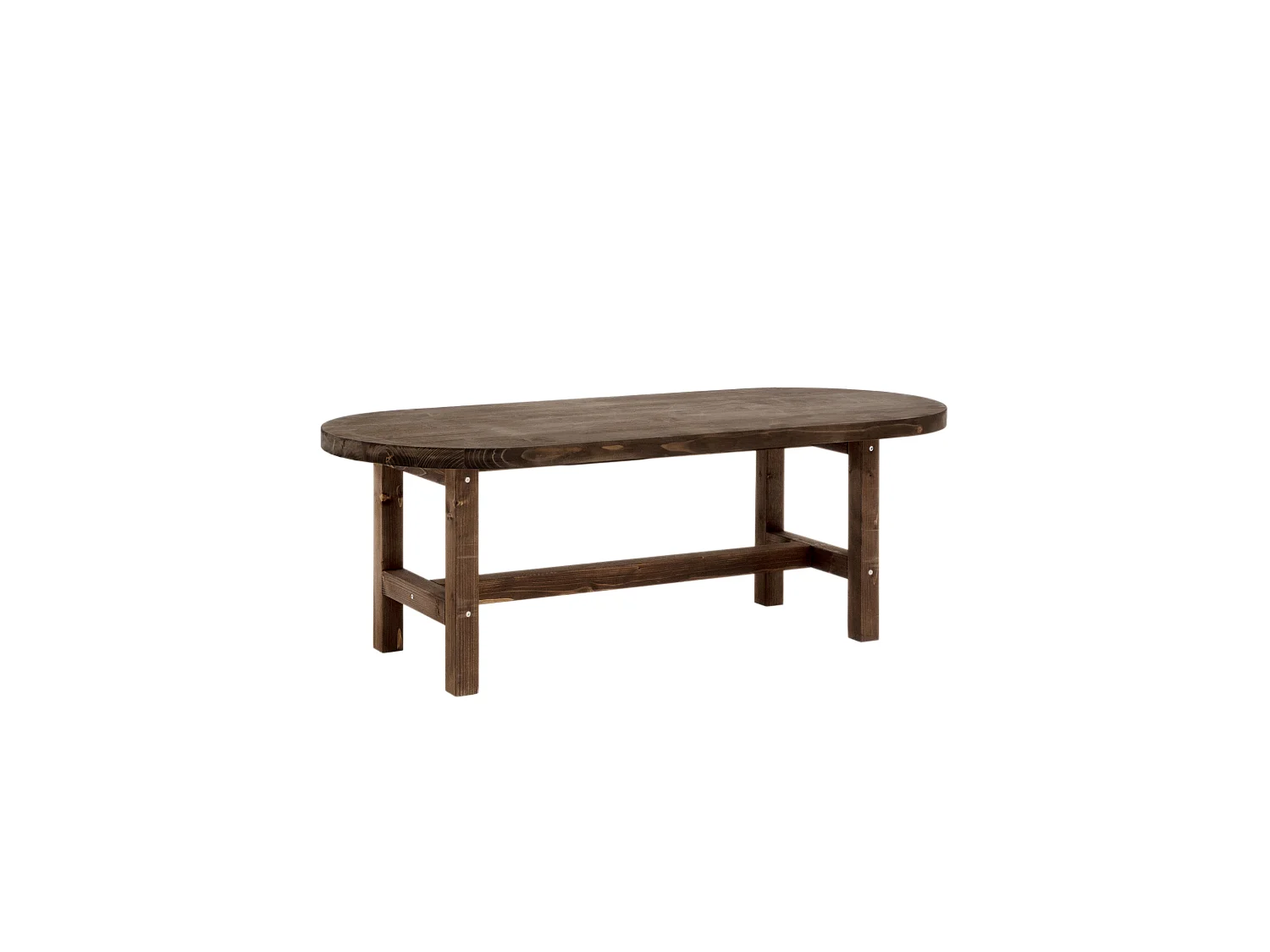 Mesa de centro ovalada de madera de abeto Decowood en color nogal de 120x40cm - OLIVIA - DECOWOOD