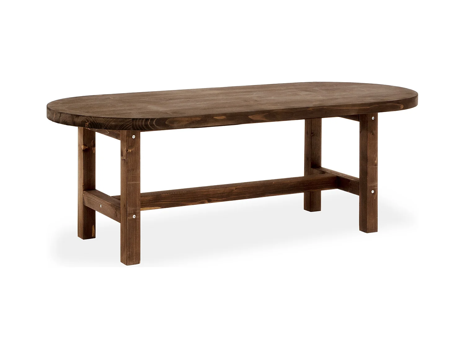 Mesa de centro ovalada de madera de abeto Decowood en color nogal de 120x40cm - OLIVIA - DECOWOOD