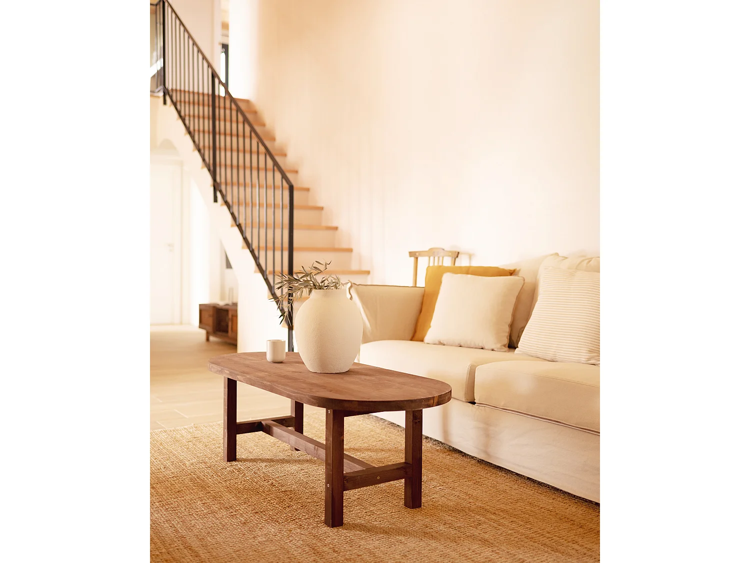 Table basse en bois de sapin marron 120x40cm - OLIVIA - DECOWOOD