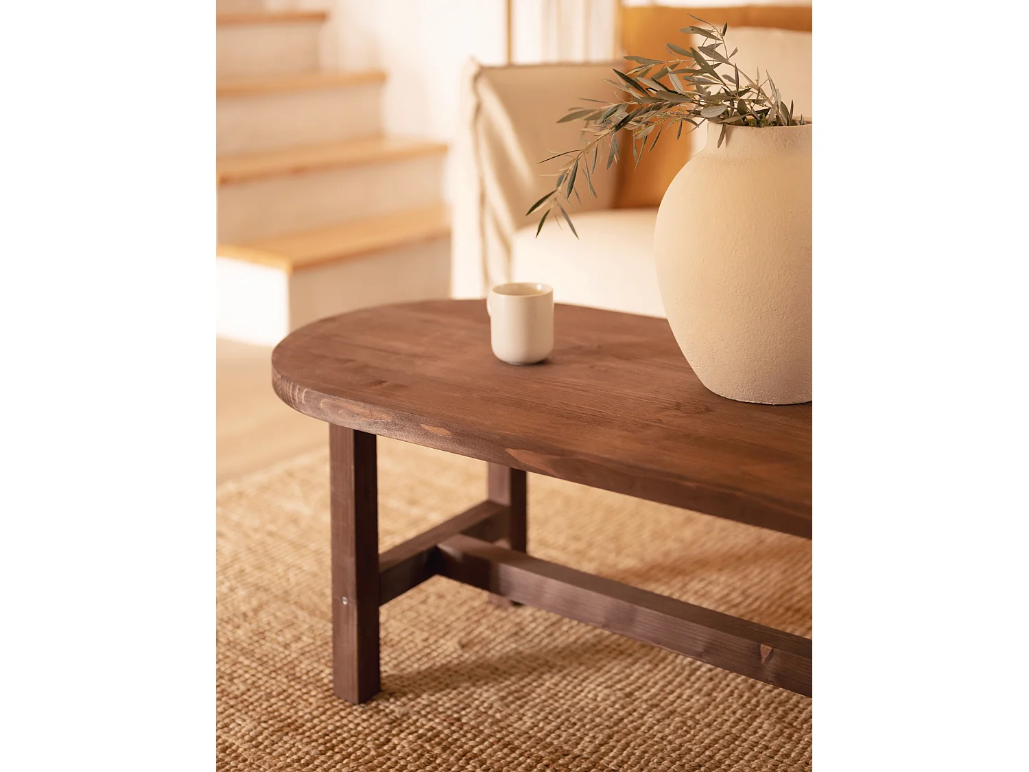 Table basse en bois de sapin marron 120x40cm - OLIVIA - DECOWOOD