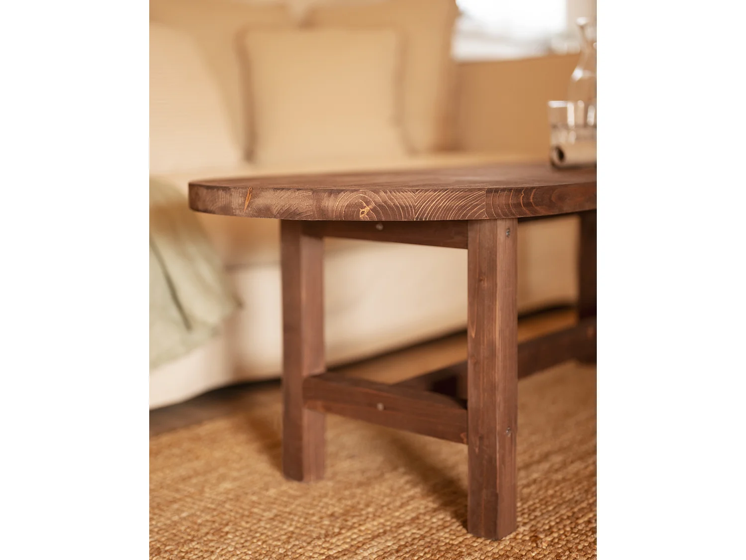 Table basse en bois de sapin marron 120x40cm - OLIVIA - DECOWOOD