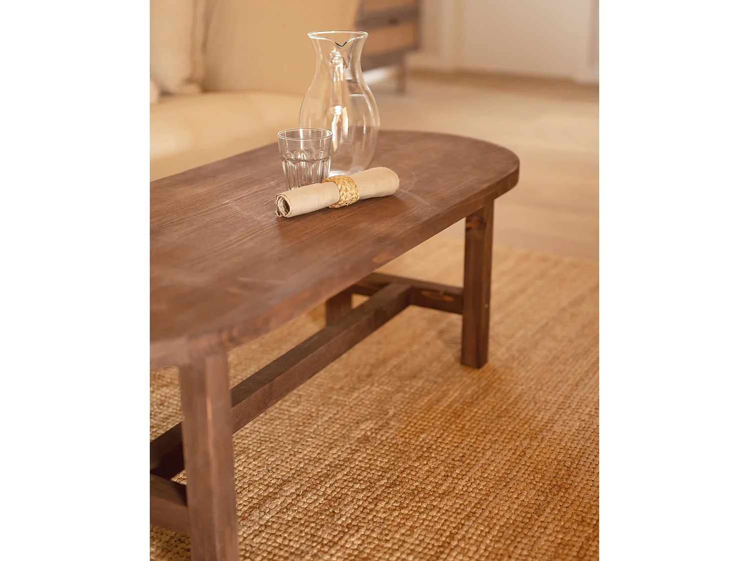 Table basse en bois de sapin marron 120x40cm - OLIVIA - DECOWOOD