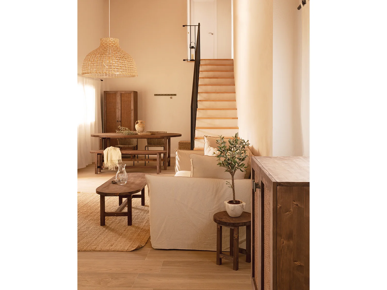 Table basse en bois de sapin marron 120x40cm - OLIVIA - DECOWOOD