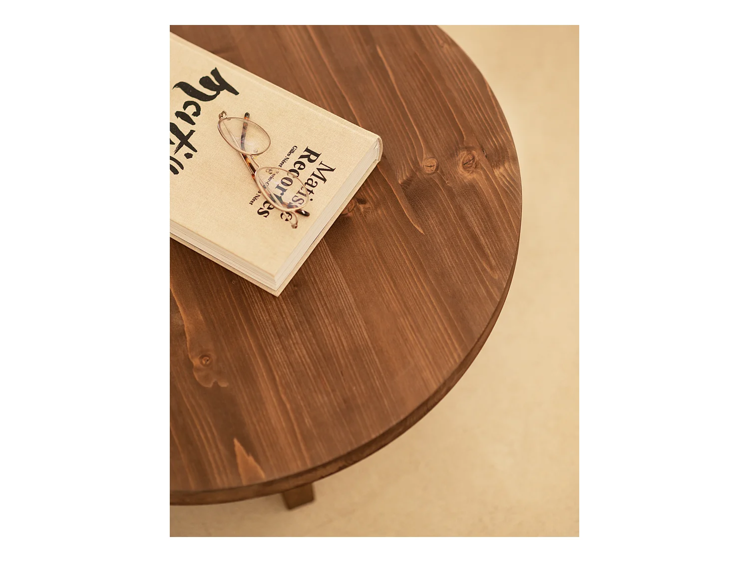 Table basse ronde en bois de sapin marron Ø60x33,2cm - TOKYO - DECOWOOD