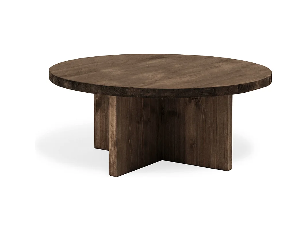 Table basse ronde en bois de sapin marron Ø60x33,2cm - TOKYO - DECOWOOD