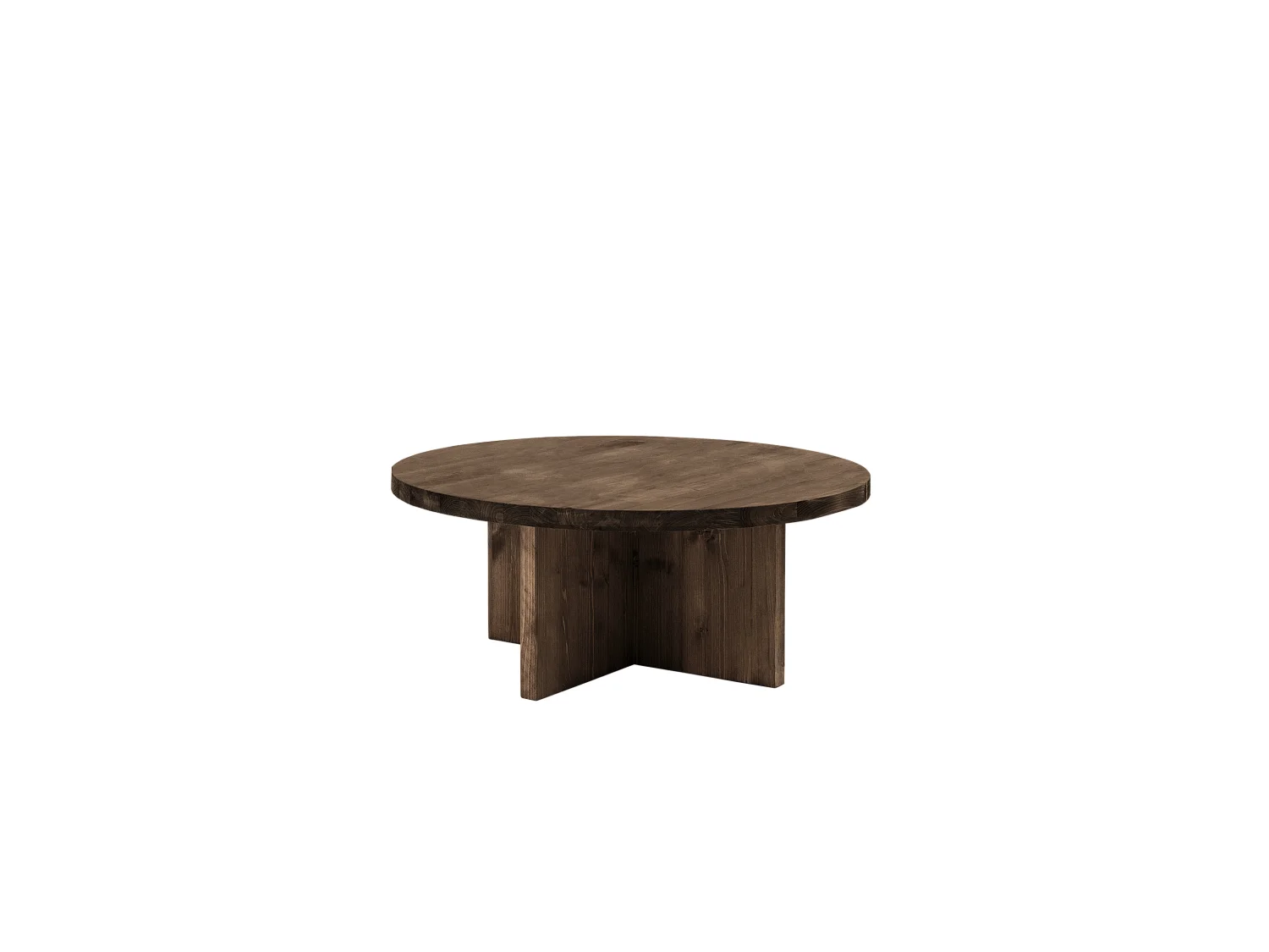 Table basse ronde en bois de sapin marron Ø60x33,2cm - TOKYO - DECOWOOD