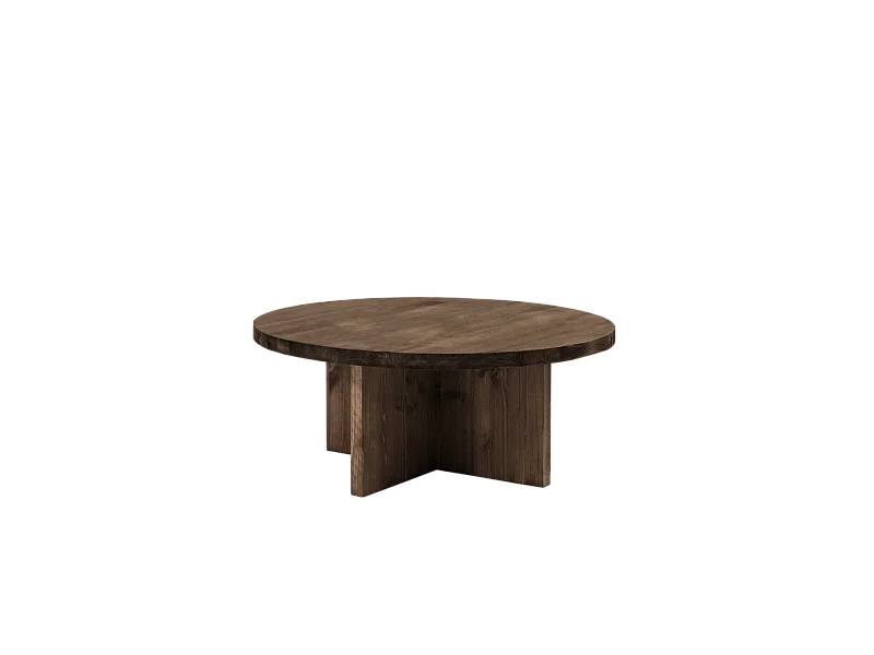 Table basse ronde en bois de sapin marron Ø60x33,2cm - TOKYO - DECOWOOD