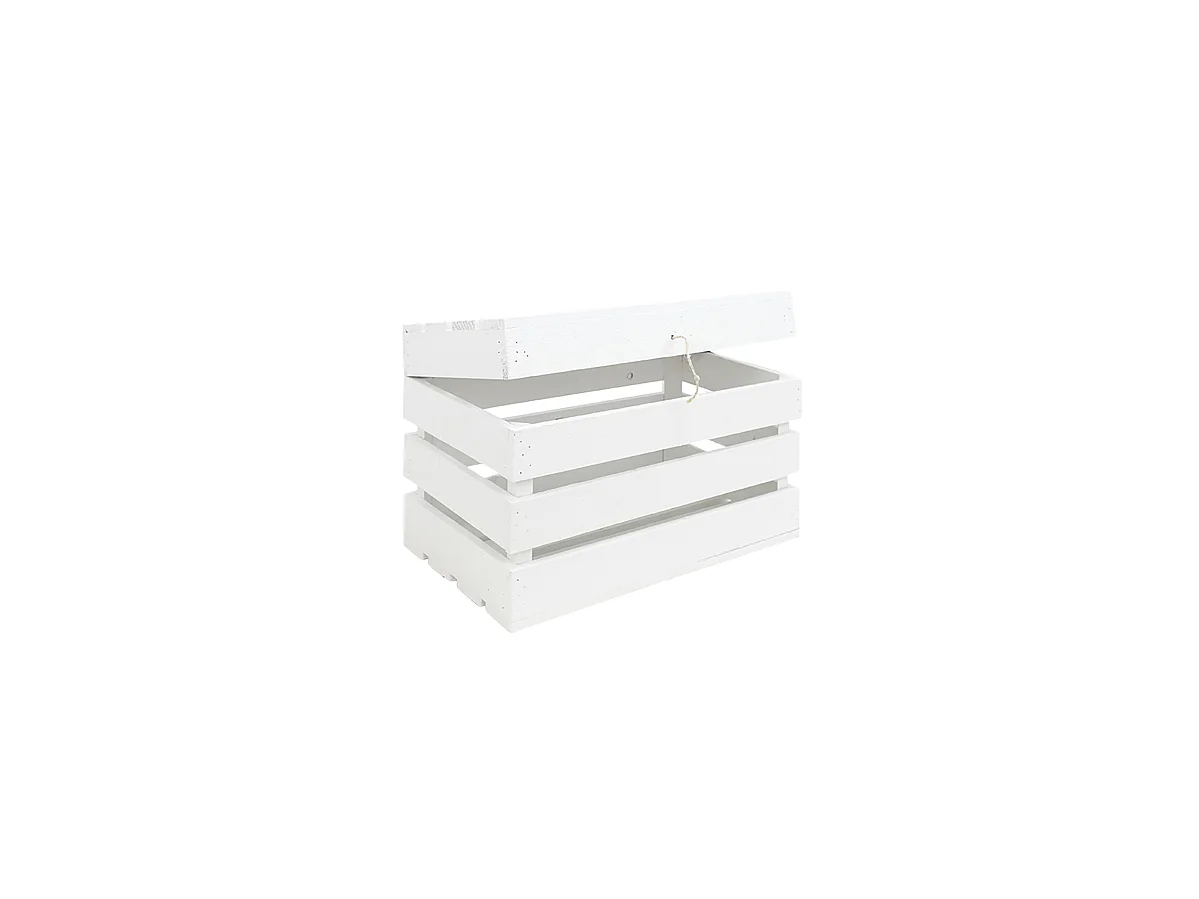 Baule in legno massello in tono bianco 39x33x30,5cm - BOX - DECOWOOD