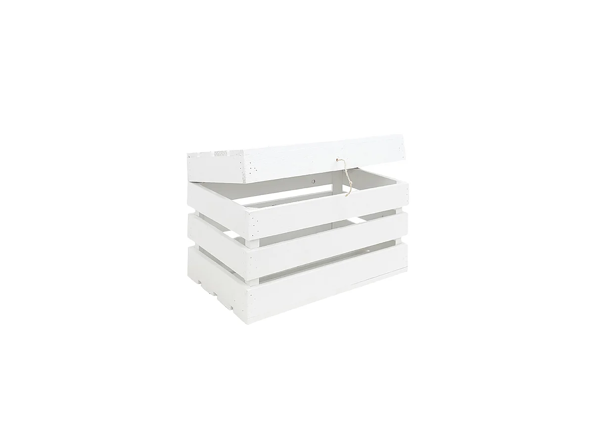 Baule in legno massello in tono bianco 39x33x30,5cm - BOX - DECOWOOD