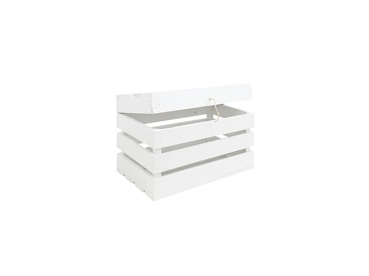 Baule in legno massello in tono bianco 39x33x30,5cm - BOX - DECOWOOD