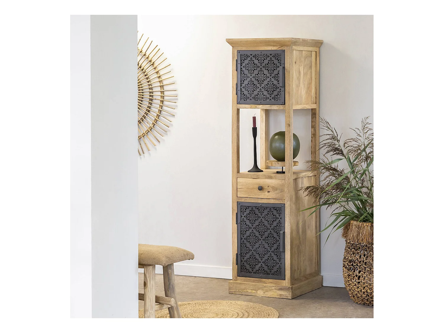 Colonne en bois de manguier 2 portes Sahara