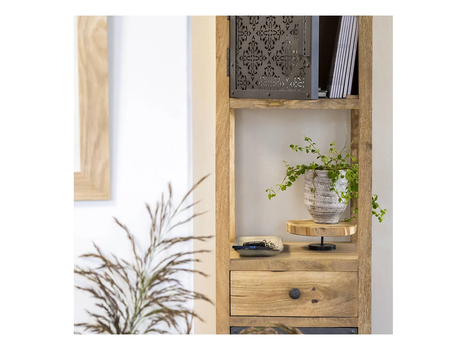 Colonne en bois de manguier 2 portes Sahara