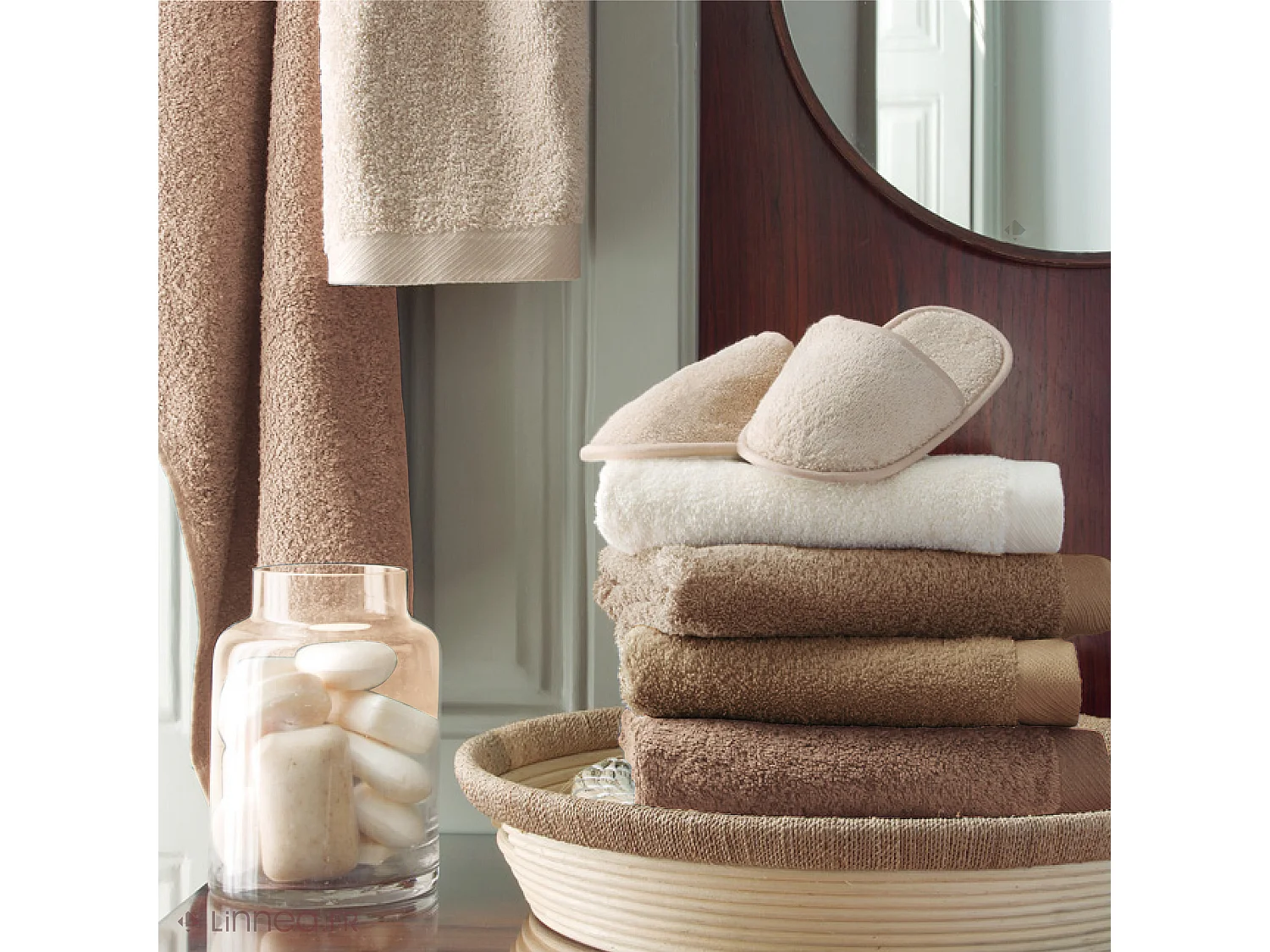 Serviette de toilette 50x100 cm coton peigné ALBA taupe