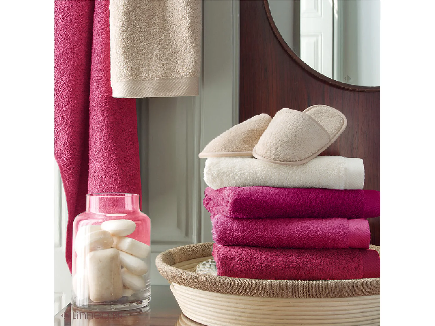 Serviette de toilette 50x100 cm coton peigné ALBA prune