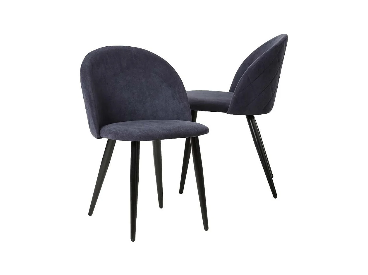 Chaise en tissu bleu marine et métal Jasmine (lot de 2)