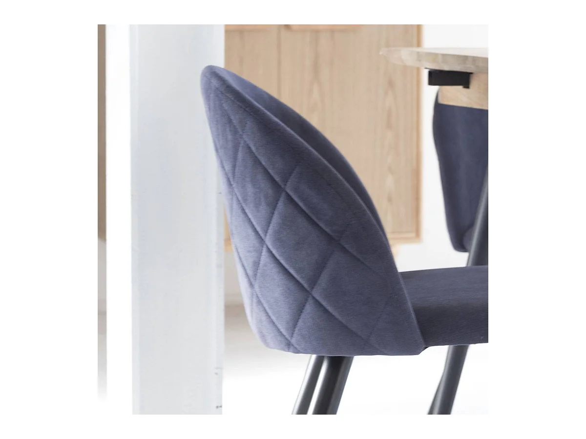 Chaise en tissu bleu marine et métal Jasmine (lot de 2)