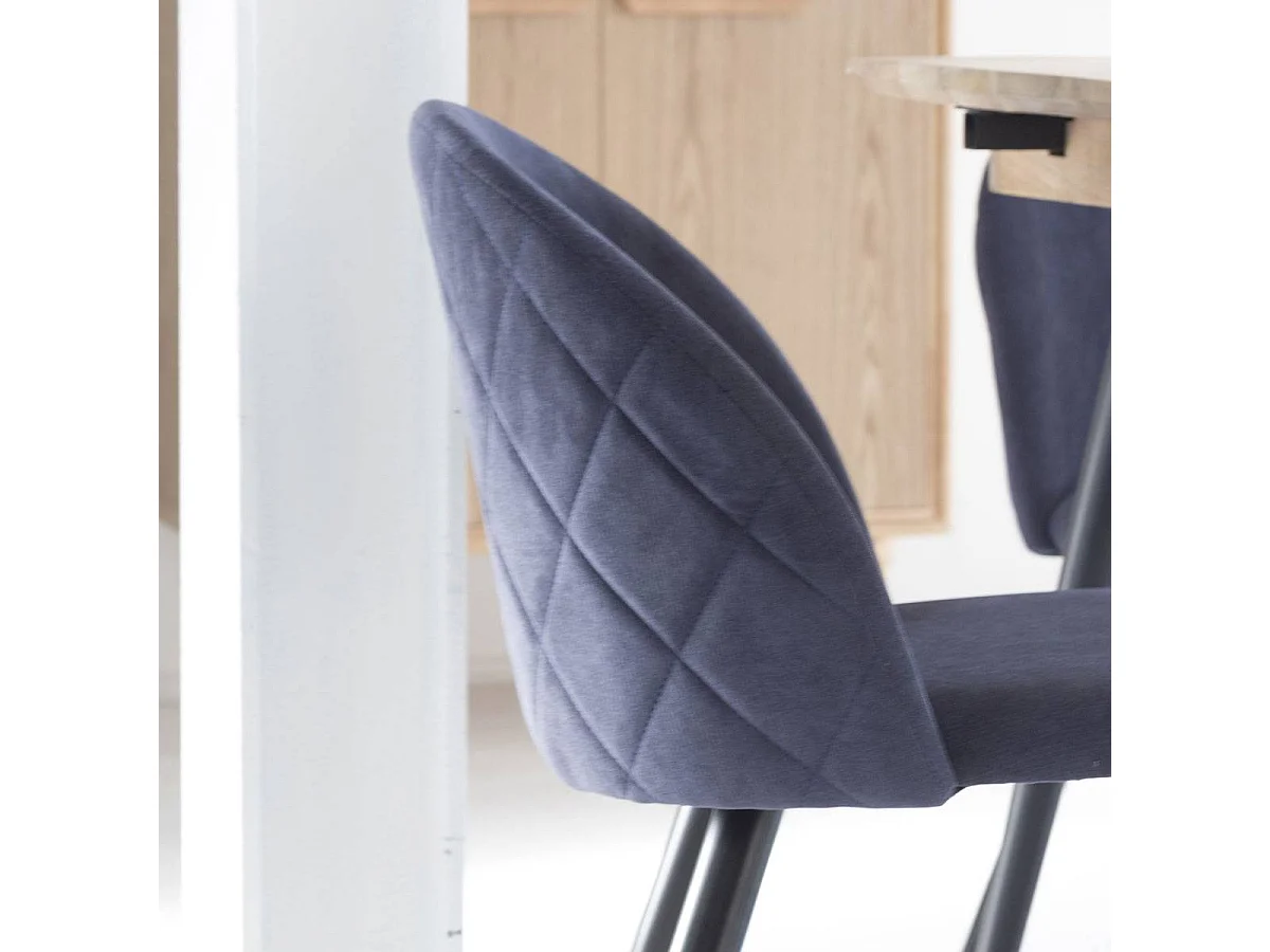 Chaise en tissu bleu marine et métal Jasmine (lot de 2)