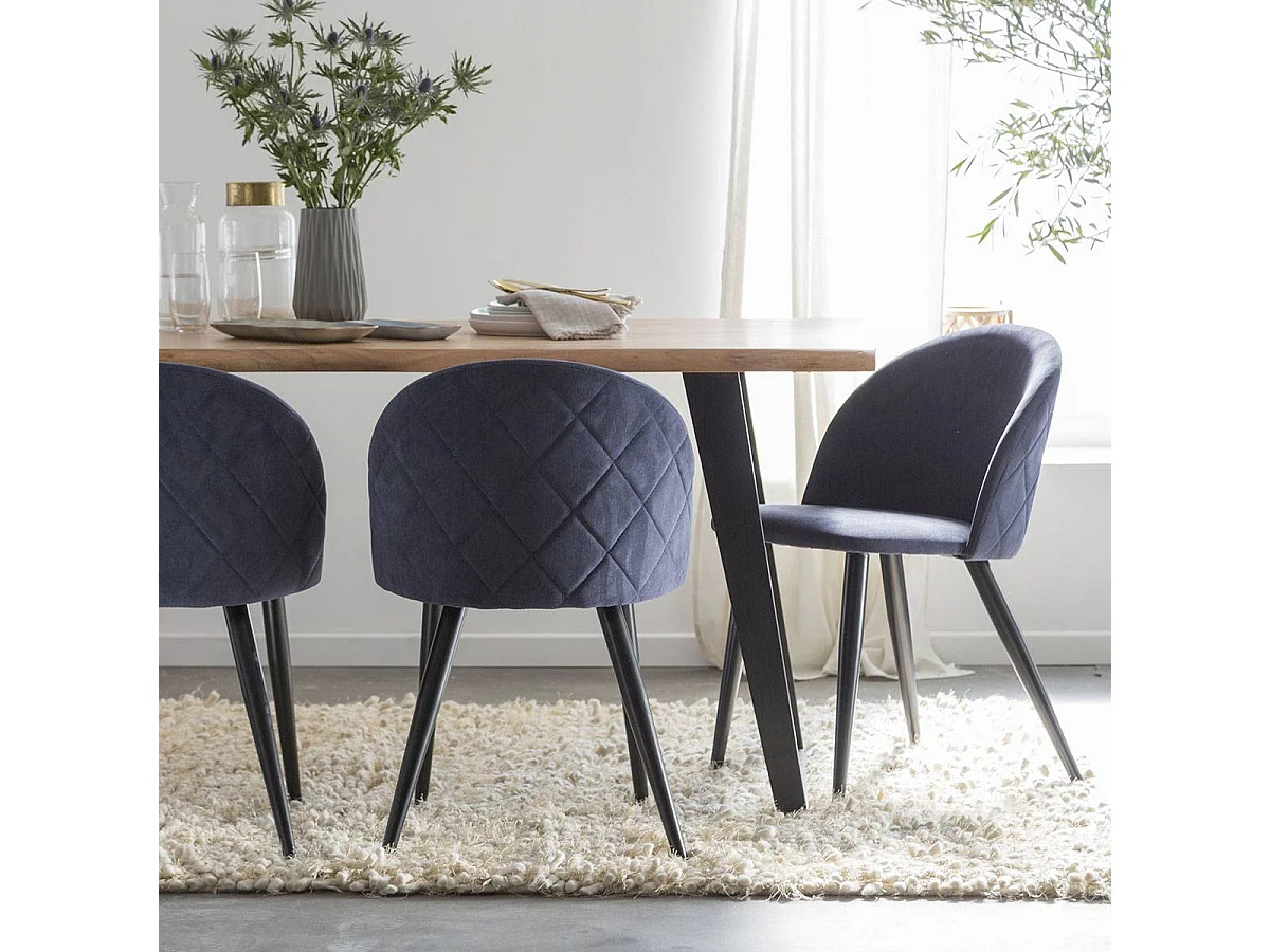 Chaise en tissu bleu marine et métal Jasmine (lot de 2)