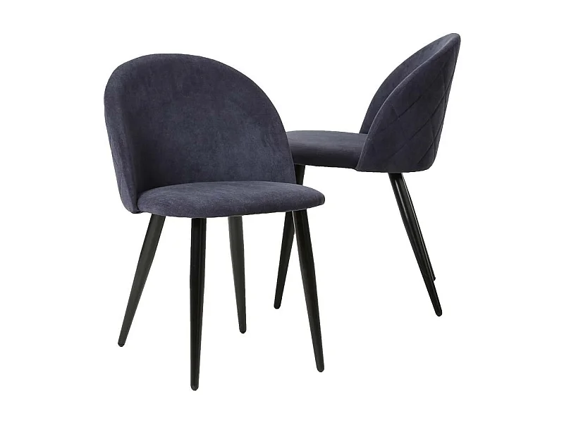 Chaise en tissu bleu marine et métal Jasmine (lot de 2)