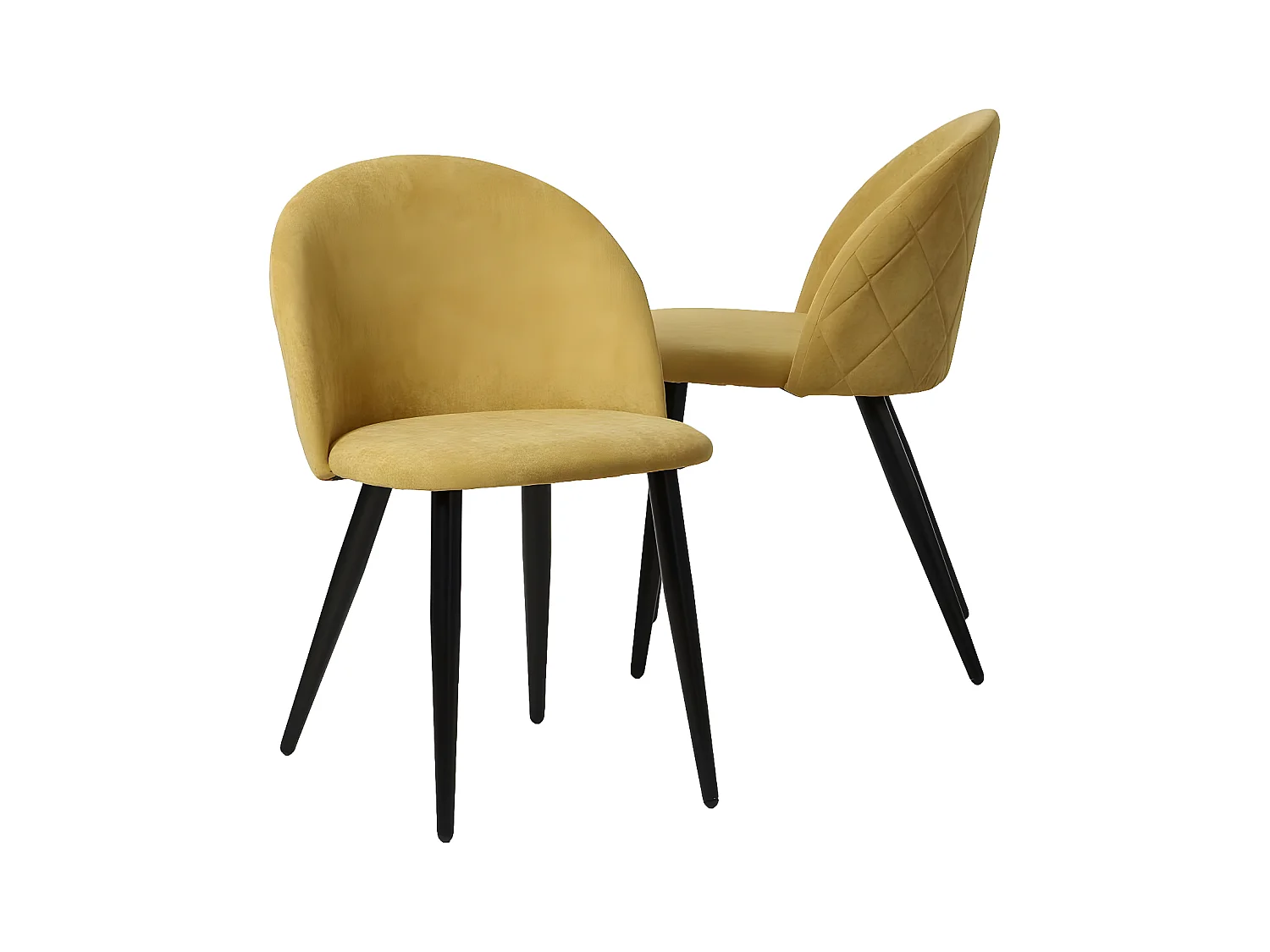 Chaise en tissu jaune moutarde et métal Jasmine (lot de 2)