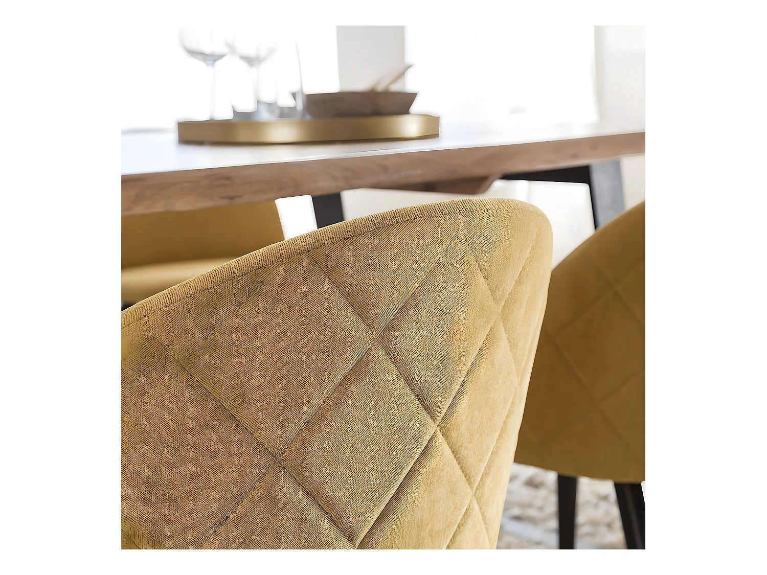 Chaise en tissu jaune moutarde et métal Jasmine (lot de 2)