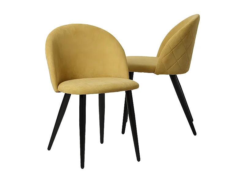 Chaise en tissu jaune moutarde et métal Jasmine (lot de 2)