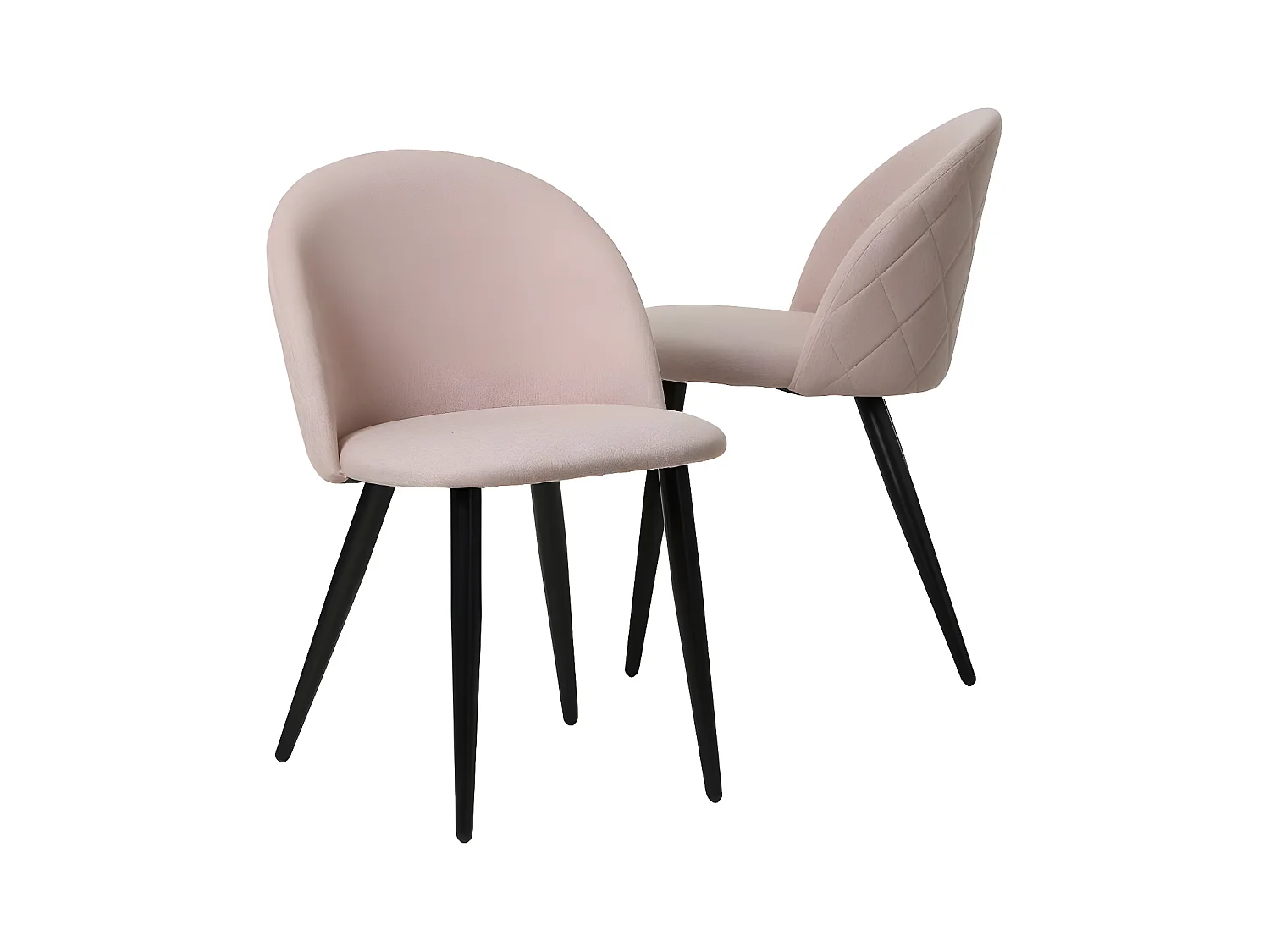 Chaise en tissu rose pâle et métal Jasmine (lot de 2)