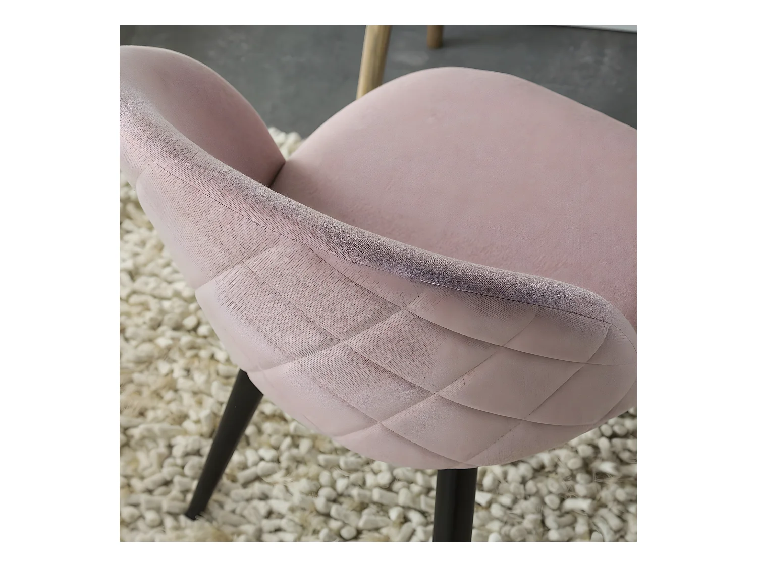 Chaise en tissu rose pâle et métal Jasmine (lot de 2)