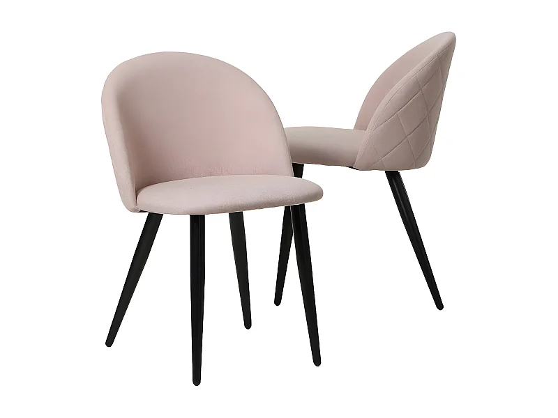Chaise en tissu rose pâle et métal Jasmine (lot de 2)