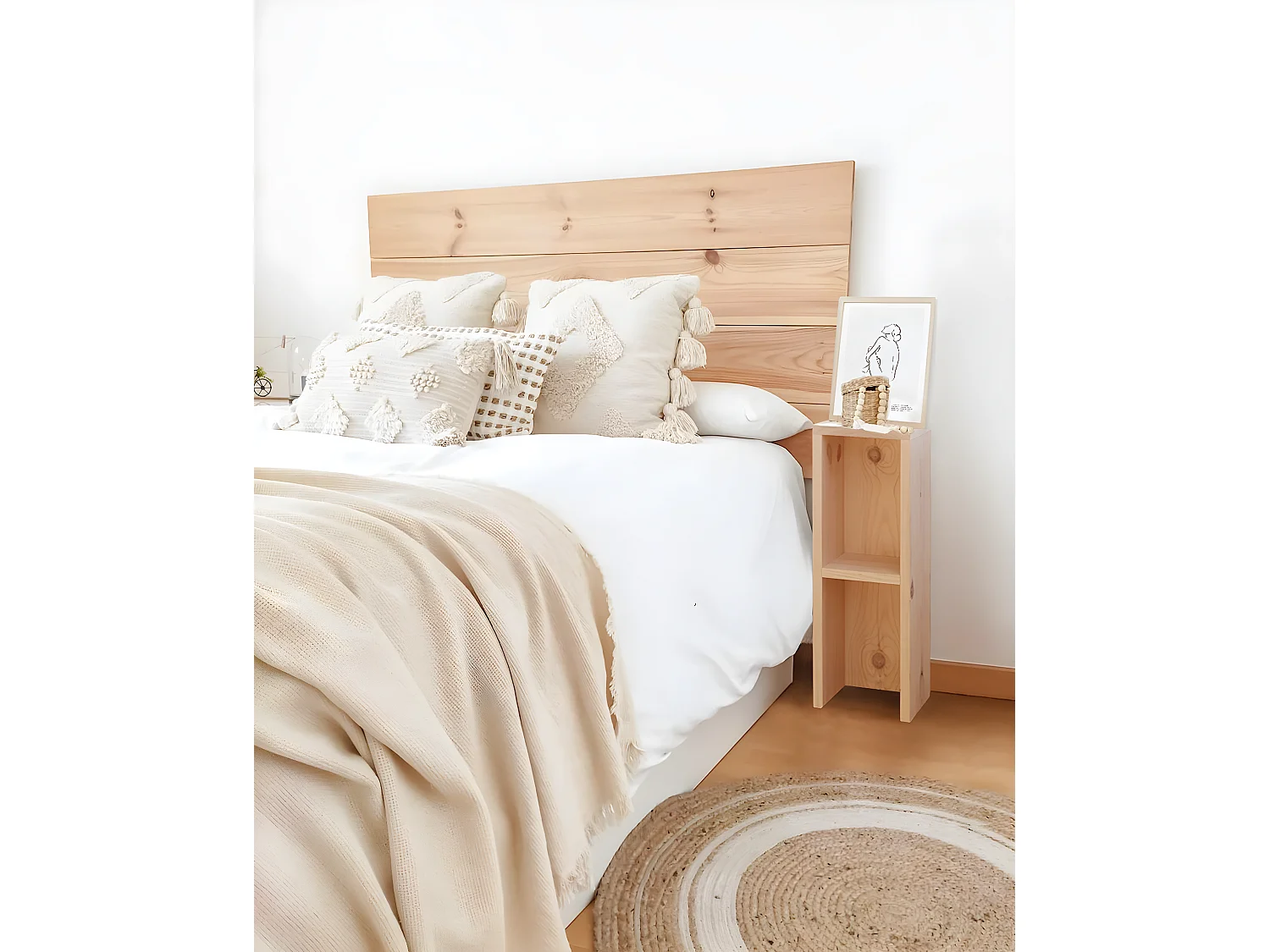 Comodino in legno massello in tono naturale 20x60cm - LINA - DECOWOOD