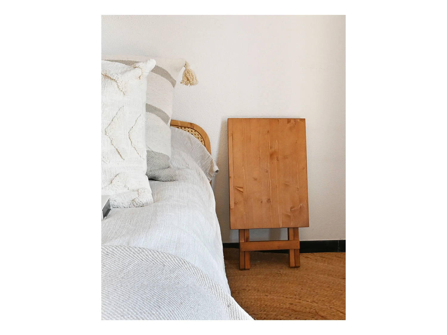 Mesita de madera maciza plegable en tono roble oscuro de 48,5x53cm - MAIA - DECOWOOD