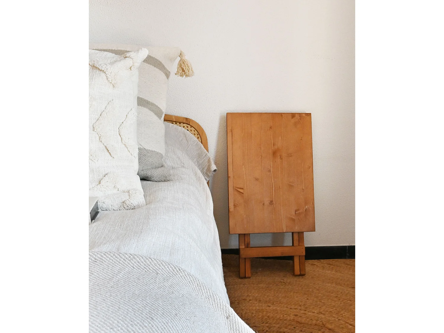 Table basse pliante en bois de pin vieilli 48,5x53cm