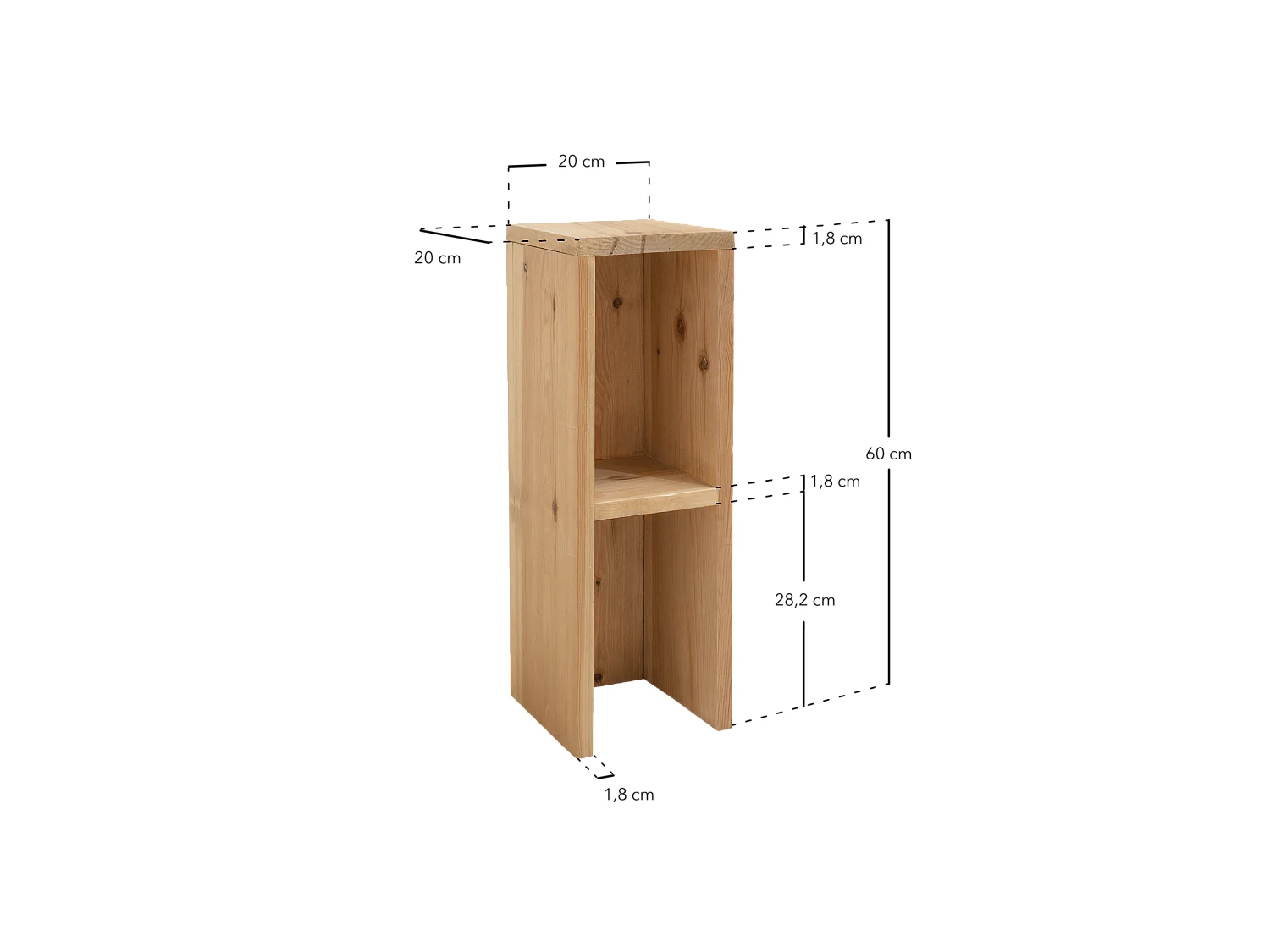 Table de chevet en bois de sapin vieilli 60x20cm - LINA - DECOWOOD