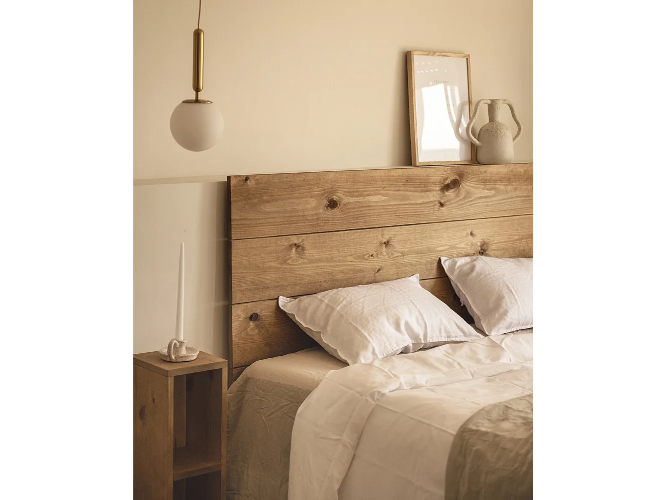 Table de chevet en bois de sapin vieilli 60x20cm - LINA - DECOWOOD